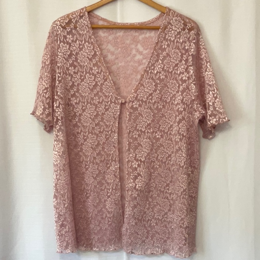 Elegant Lace Pink Women Top Size 22W Made in USA